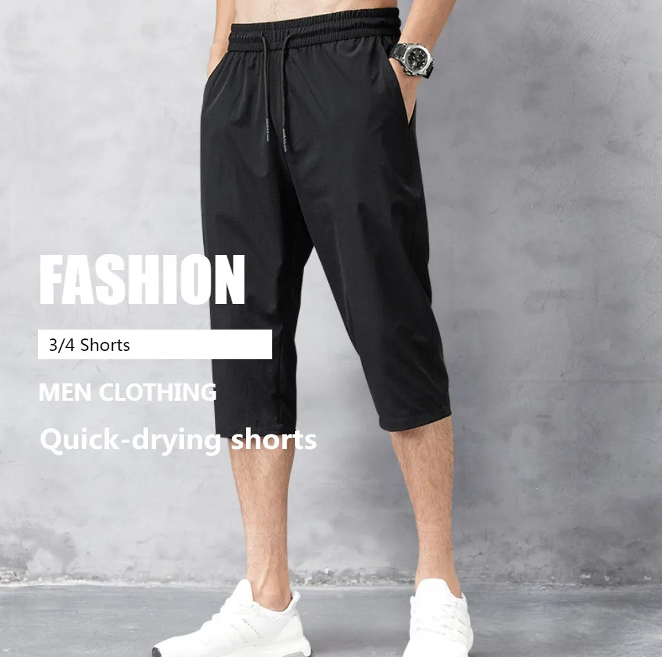 

2020 Thin Nylon 3/4 Length Trousers Male Bermuda Quick Drying Beach Men's Long Shorts Men's Shorts Summer Breeches running short