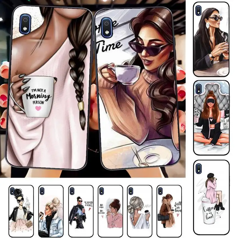 FHNBLJ Princess Female boss coffee Phone Case for Samsung A51 01 50 71 21S 70 31 40 30 10 20 S E 11 91 A7 A8 2018 | Мобильные