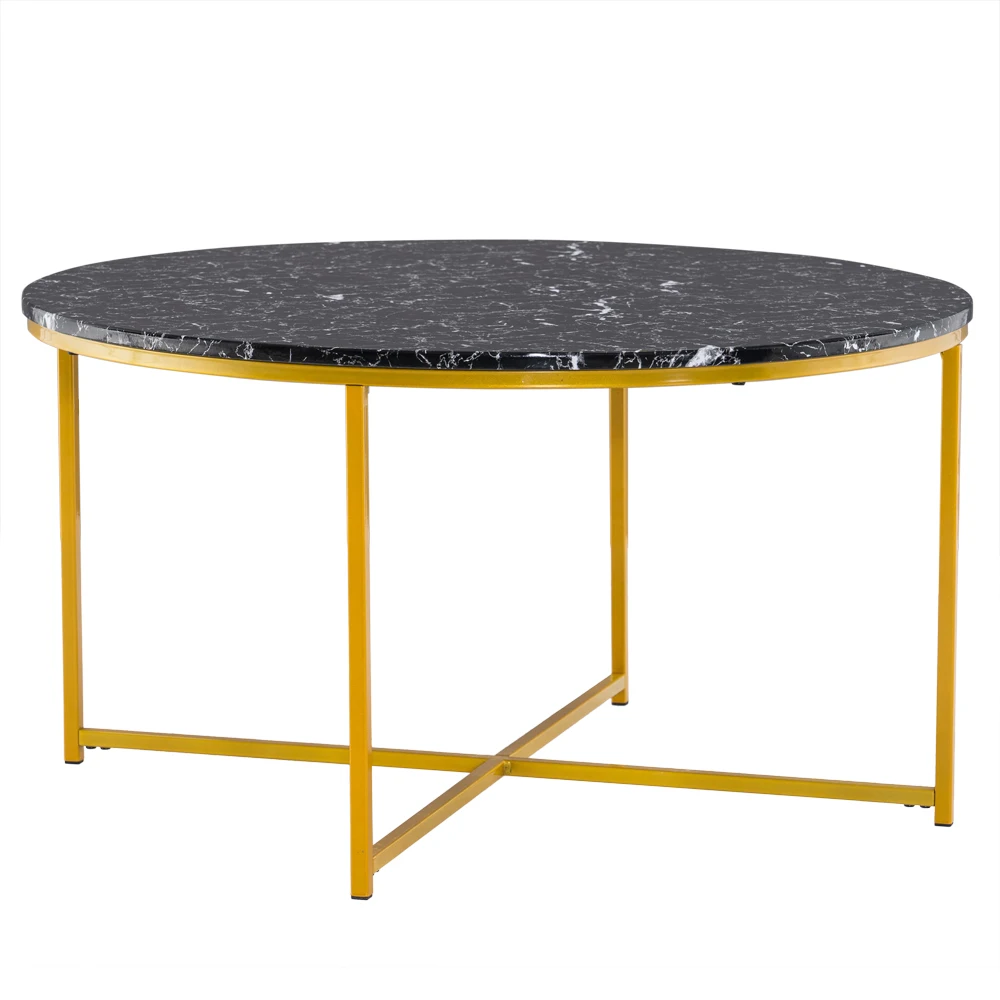 

[90 x 90 x 48.5]cm Marble Simple 90 Round Coffee Table Side Table end table Black