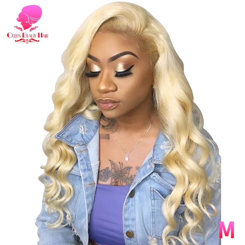 Queen Beauty Preplucked Lace Wigs Human Hair Half 613 Blonde Body