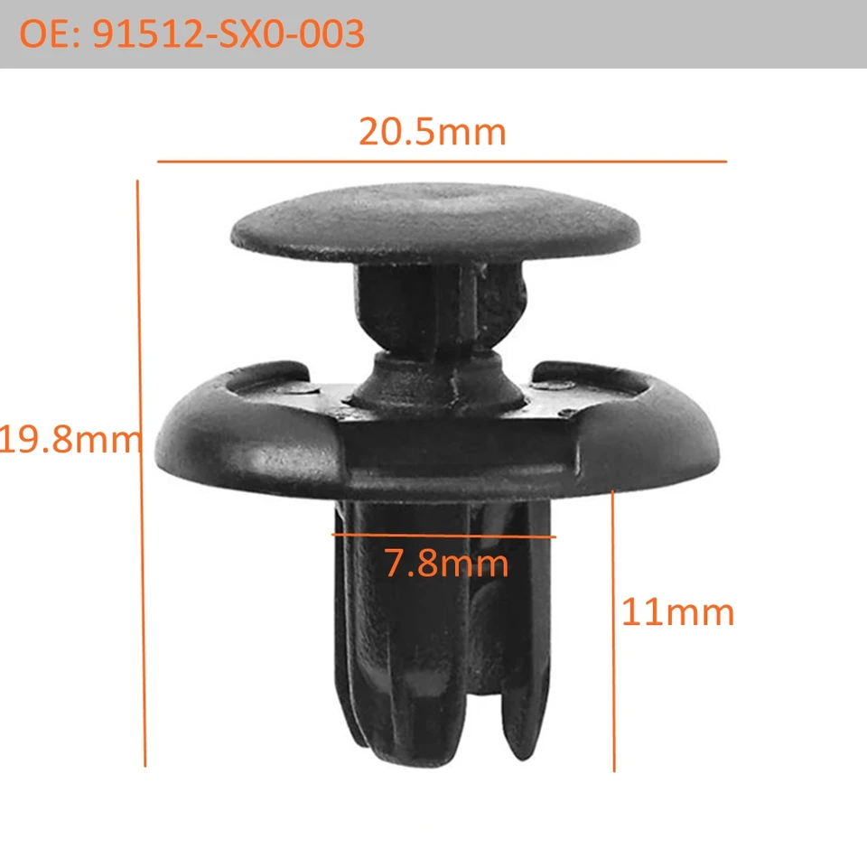 120 Pezzi Di Fermagli A Clip In Nylon Nero Per Foro Da 8mm – Compatibili GM E Chrysler