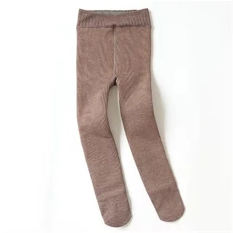 khaki color Детские зимние колготки для девочек; кашемировые колготки с эластичной резинкой на талии; плотные однотонные обтягивающие флисовые теплые мягкие модные детские колготки - Цвет: khaki color