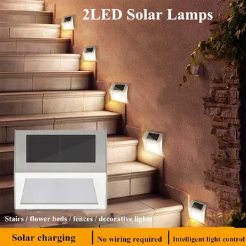 

2 LED Solar Light Stainless Steel Solar Power Garden Light Waterproof Outdoor Energy Saving Courtyard Garden LED Lamp