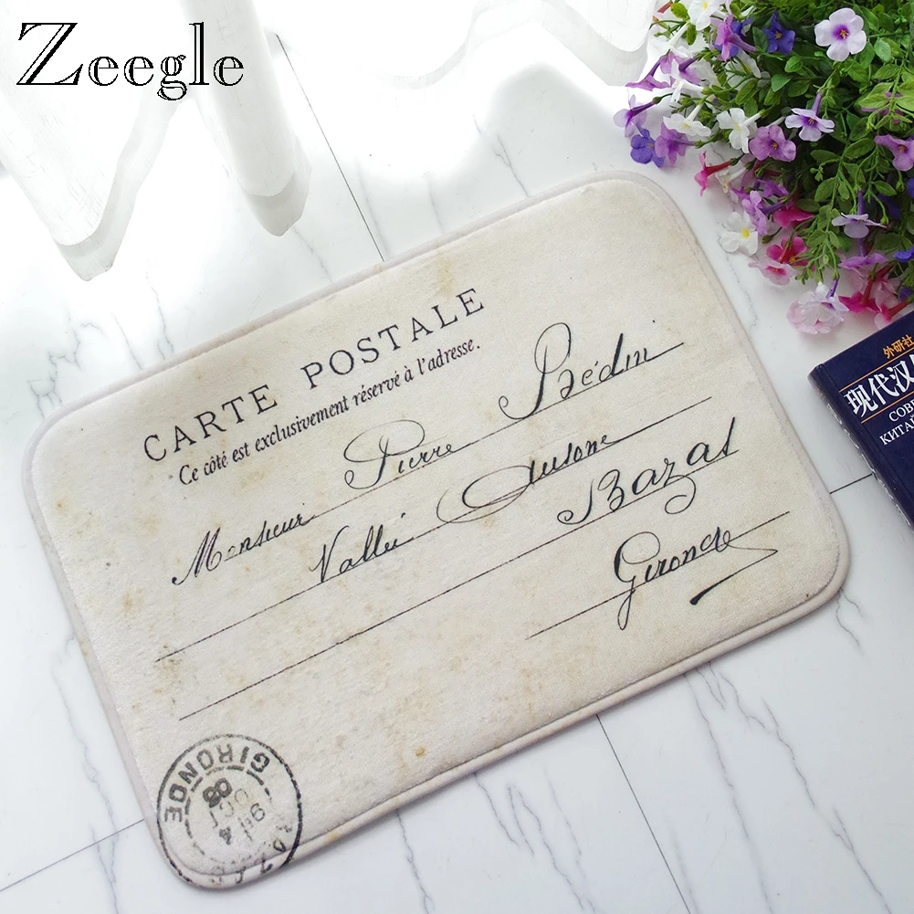 Zeegle Floor Mat Doormat Flannel Soft Hallway Carpet Kids Room Rug Bedside Carpet Mat Non-slip Bathroom Doormat Bedroom Door Mat