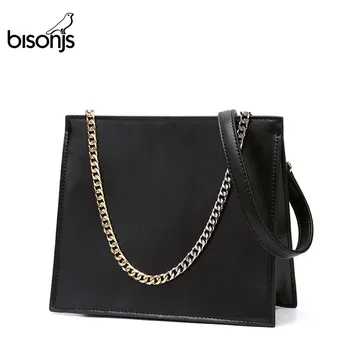 

BISONJS NEW Women Handbag Cow Leather Shoulder Bag Classic Chain Messenger Bag Ladies Crossbody Bag for Women B1670