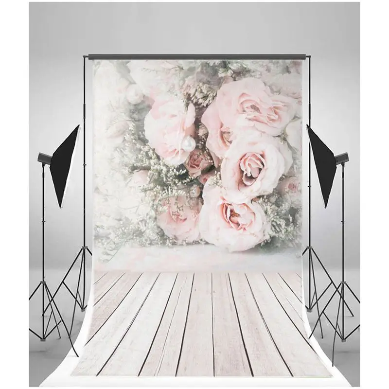 FFYY-5x7ft розовые Романтические цветы фон для студийной фотосъемки реквизит Виниловый фон