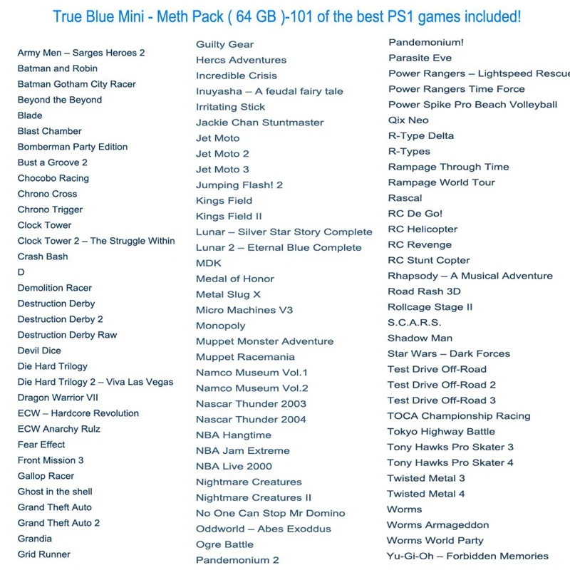 True Blue 101 игр/64G Crackhead пакет/математический пакет/неделя Пакет 58 игр/32G Бой пакет для Playstation классические игры и аксессуары