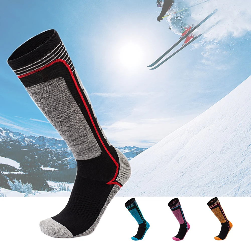 1 Pair Wear Resistant Winter Sport Soft Long Warm Skiing Socks Thick Outdoor Hiking Comfortable Skating Anti Sweat Parent-child