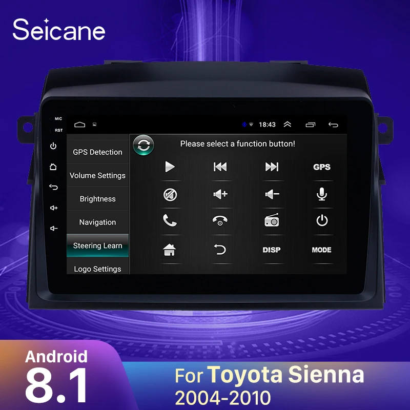 

Seicane 8 inch Android 8.1 Car GPS Navigation Radio Multimedia Player for 2004 2005-2010 Toyota Sienna support Carplay TPMS DVR