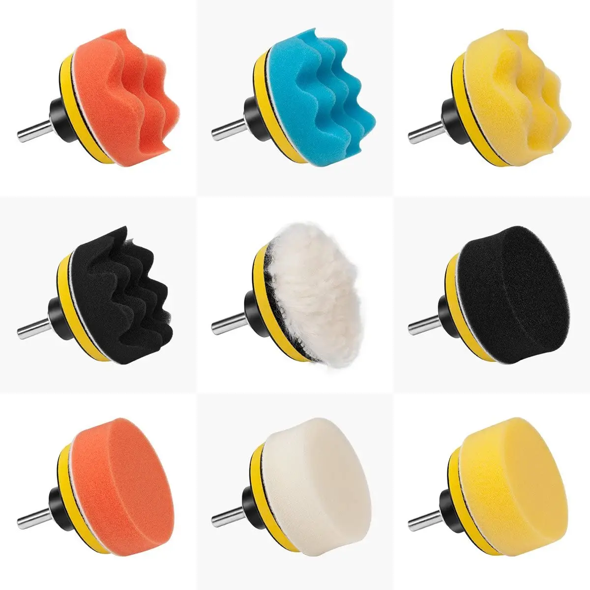 3inch Car Polishing Disc 11Pcs/Set Self-Adhesive Buffing Waxing Sponge Wool Wheel Polishing Pad Drill Adapter car polishing pad car polish pad car polishing sponge wool polishing pad polishing sponge set polishing wheel disc polishing wheel kit drill adapter for polishing