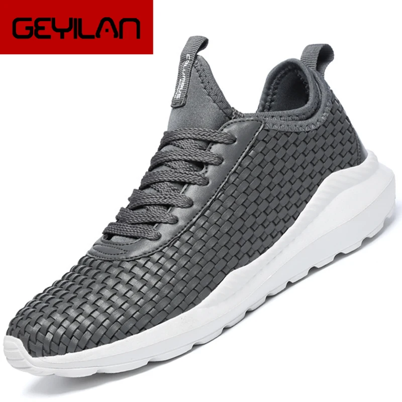 

Summer Explosions Men's Light Sneakers Breathable Weaving Comfortable Casual Shoes Fashion Microfiber Plaited Rubber Loafers