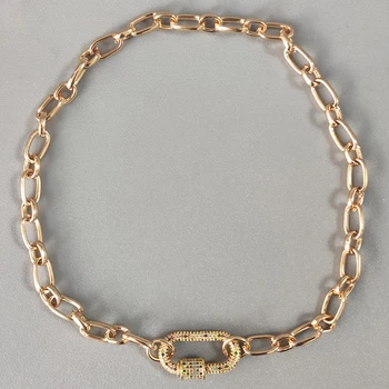 

2020 New Punk Unique Copper Alloy Chain Men Hip Hop Style Necklace Shiny Spiral Buckle Clothing Accessories Wholesale Summer