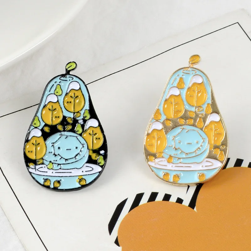 Natural Forest Adventure Time Brooch Cartoon Fruit Avocado Kawaii Snow Pear Enamel Pin Girl Boy Backpack Lapel Badge Jewelry | Украшения и