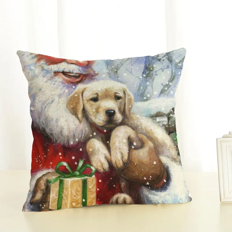 Merry Christmas Pillow Case 45x45 cm Santa Claus Dogs Cover Seat Pillowcase Home Decorative Party Sofa Cushion | Дом и сад