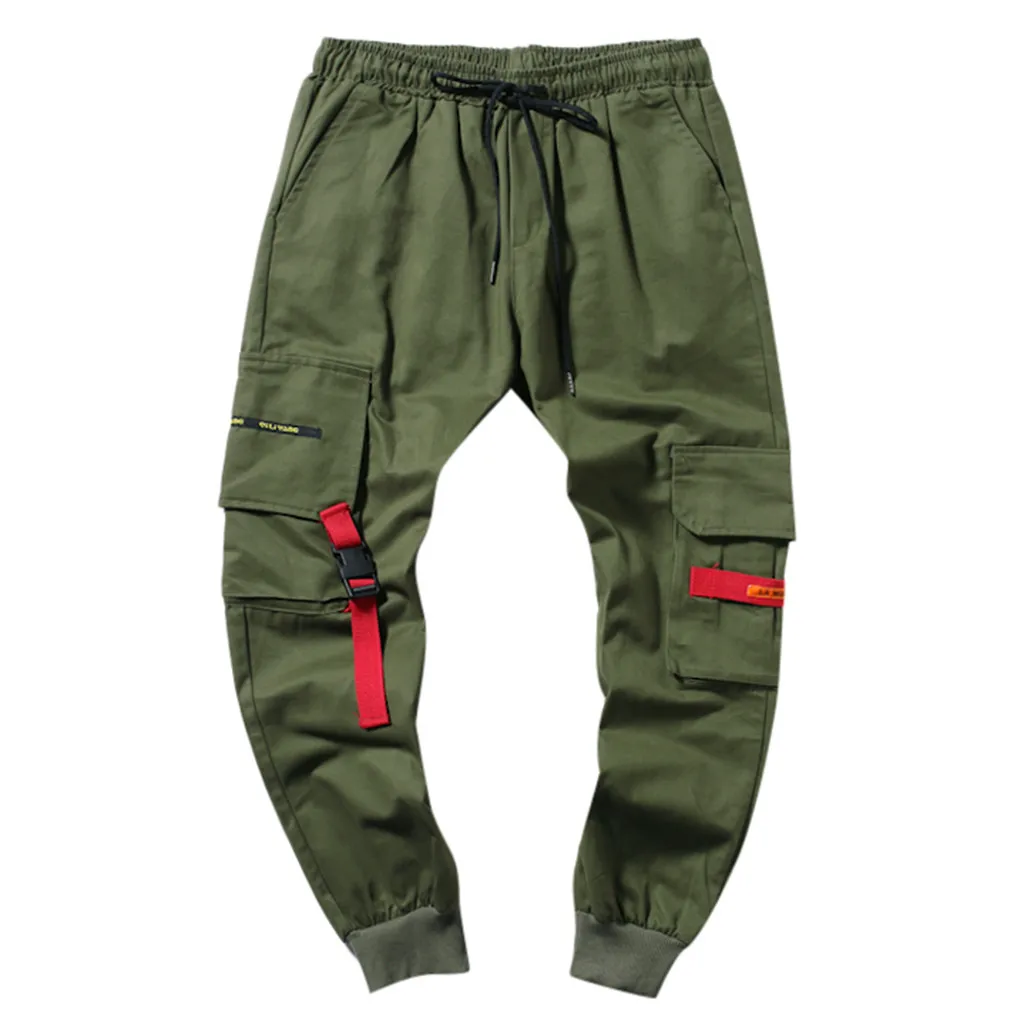 Feitong Tactical Pants Men Summer Autumn European American Style Mens Multi-pocket Casual Cotton Sweatpants