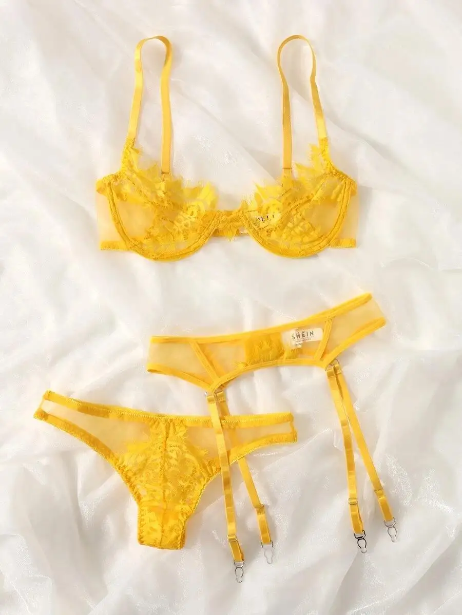 3pack Floral Lace Underwire Grater Lingerie Set