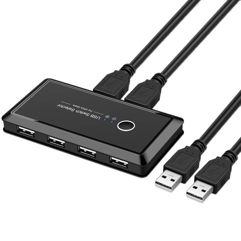  PPYY  -KVM Switch Box USB2.0 Switcher 2 Port PCs Sharing 4 USB Devices for Keyboard Printer Monitor