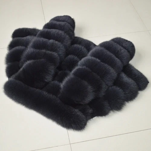 dark gray Горячая Распродажа роскошное Женское зимнее плотное пальто из натурального Лисьего меха куртка из натурального Лисьего меха Высокое качество большой воротник из натурального Лисьего меха пальто - Цвет: dark gray