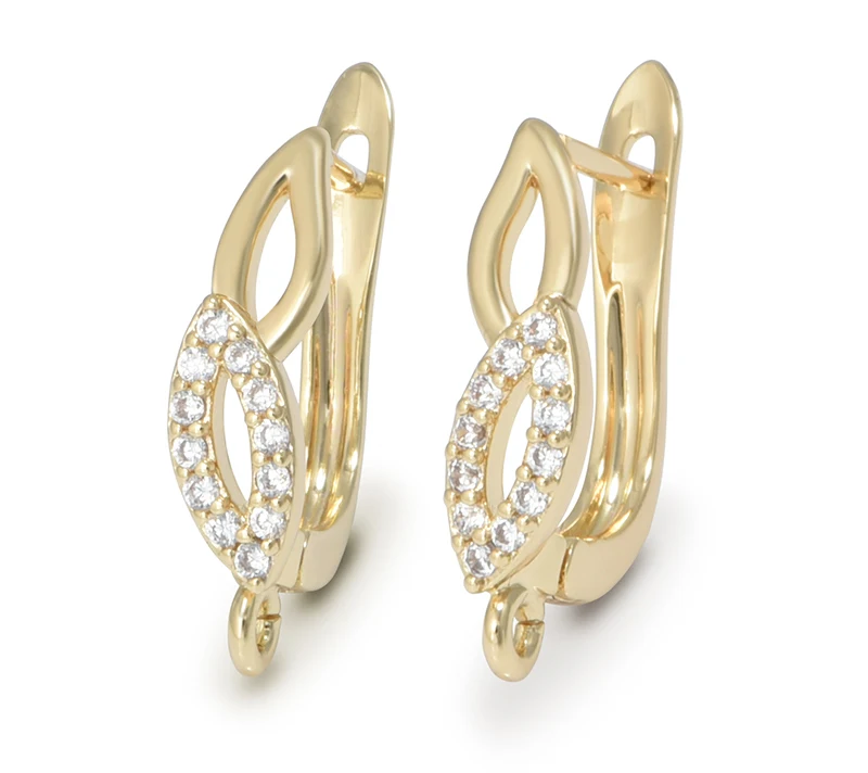 Neue DIY Ohrringe Verschlüsse Haken für Frau hand gefertigten Schmuck machen Accessoires Gold Farbe Messing Zirkon Ohrringe Haken – Detail 18