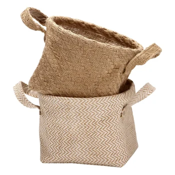 

2 Pack Storage Baskets Organizer Bins Foldable with Handle for Home Toiletry Stationery Sundries Toys Jewelry