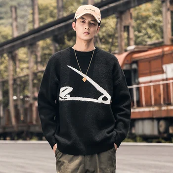

Men Sweater 2020 New Spring O Neck Print Casual Pullover Men's Sweater Pull Homme Hip Hop Sweater Men Plus Size5XL