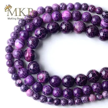 

Natural Smooth Purple Cracked Stripes Agates Stone Round Beads For Jewelry Making 6/8/10mm Spacer Loose Beads Diy Bracelet 15"