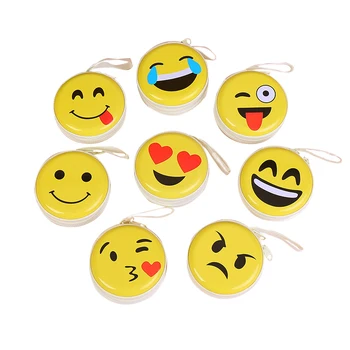 

Tinplate ladies coin purse cute cartoon smiley expression coin box round zipper girl coin purse USB cable earphone storage bag