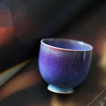 

70ml Purple glaze Chinese Retro Handmade Random Texture Color Glaze High Temperature Firing Ceramic Teacup Porcelain teacup