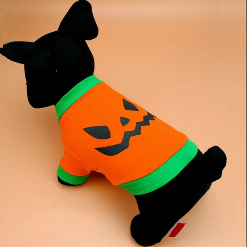 Хэллоуин для домашней Собаки Одежда оранжевая тыква толстовки жилет собака кошка одежда костюм маленькая собака мягкая рубашка Топы