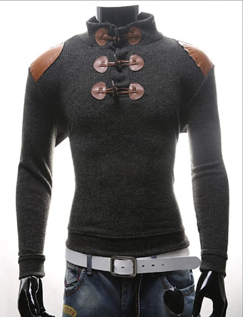 

ZOGAA 2020 Men Sweater Long-sleeved Button Knitted Shirts Large Size Double Breasted Pullovers Solid Men Winter Clothes