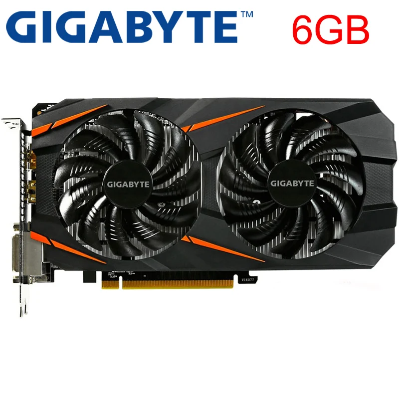 GIGABYTE GTX 1060 6 ГБ 192Bit GDDR5 Графика карты Оригинальная б/у видеокарт для nVIDIA карты Geforce GTX 1050 Ti HDMI 750 960