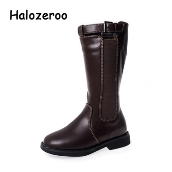 

New Autumn Kids Knee High Boots Children Princess Boots Baby Girls Genuine Leather Shoes Brand Black Martin Boots Fashion Boots
