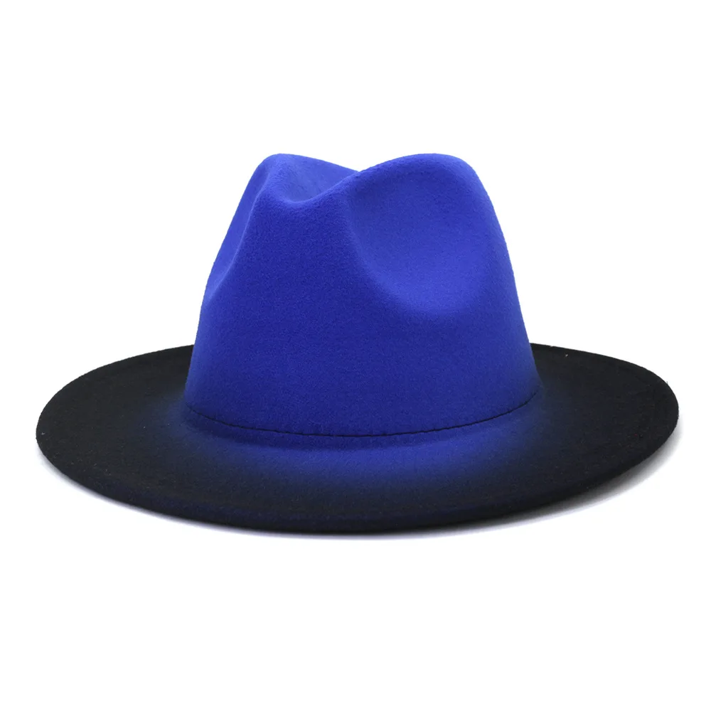 fedoras women panamas hats fedora felted hats for men gradient color wide brim blue red design luxury casual outdoor men jazz fedoras straw fedora Fedoras