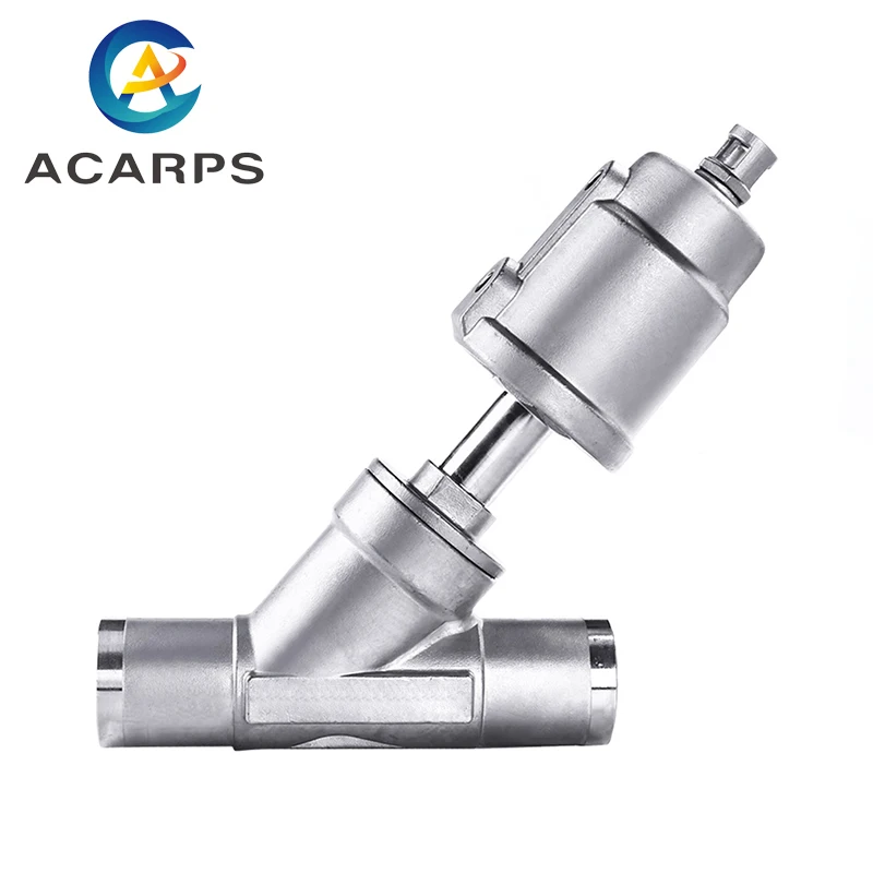 

1/2" 3/4" 1" inch 304 Stainless Steel Pneumatic Welding Angle Seat Valve 16bar For Gas Normally Closed