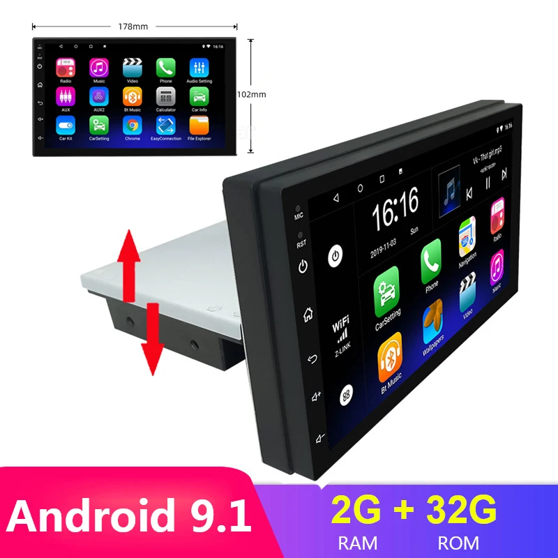 1 Din Android 9 автомобильное стерео радио универсальное 7 в регулируемый экран
