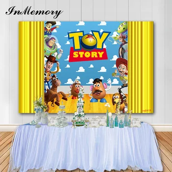 

InMemory Boy Birthday Party Photo Backgrounds Toy Story Theme Photographic Background Cake Table Decor Vinyl Banner Photophone