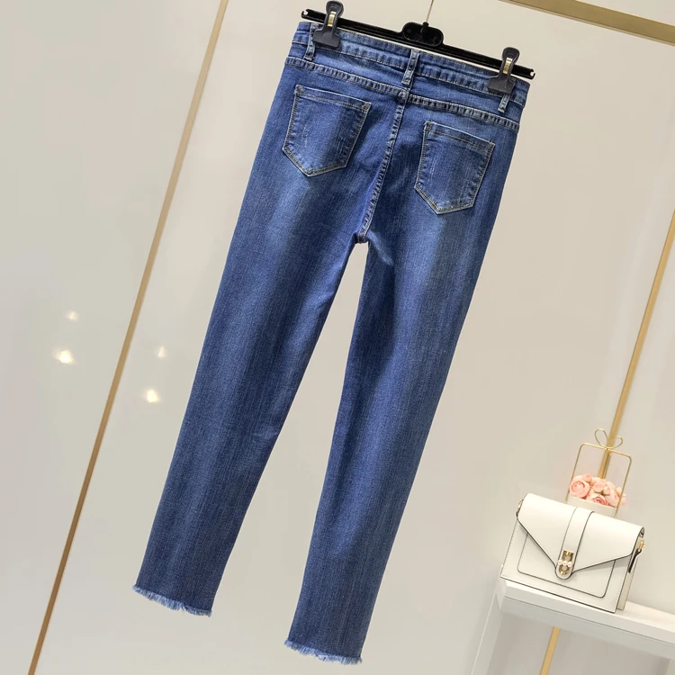 Отверстие эластичные джинсовые брюки женские K0336