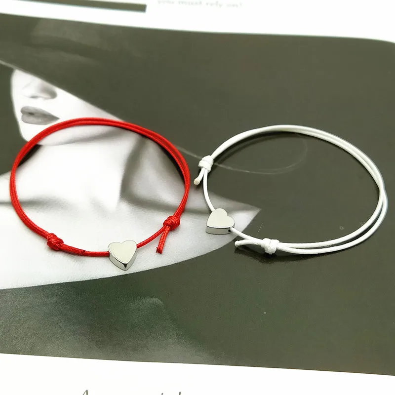 Tiny Love Heart Lucky Bracelet Red Black White Color Rope Bracelet Adjustable Fashion Couple 2 pcs/lots bracelet jewelry