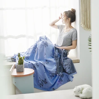 

Double layer gauze blanket 100% cotton quilt free breath bamboo duvet AB side bedspread 5layer Gauze Jacquard sofa cover summer