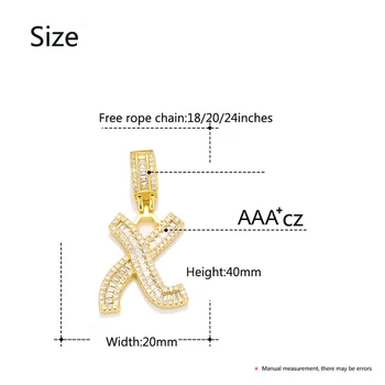 

High quality Iced out baguette letter pendant wholesale hiphop necklace jewelry company dropshipping