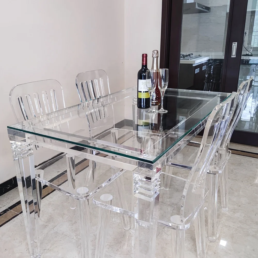 Mesa-de-centro-de-acr-lico-transparente-4-Patas-mesa-de-comedor-de-acr ...