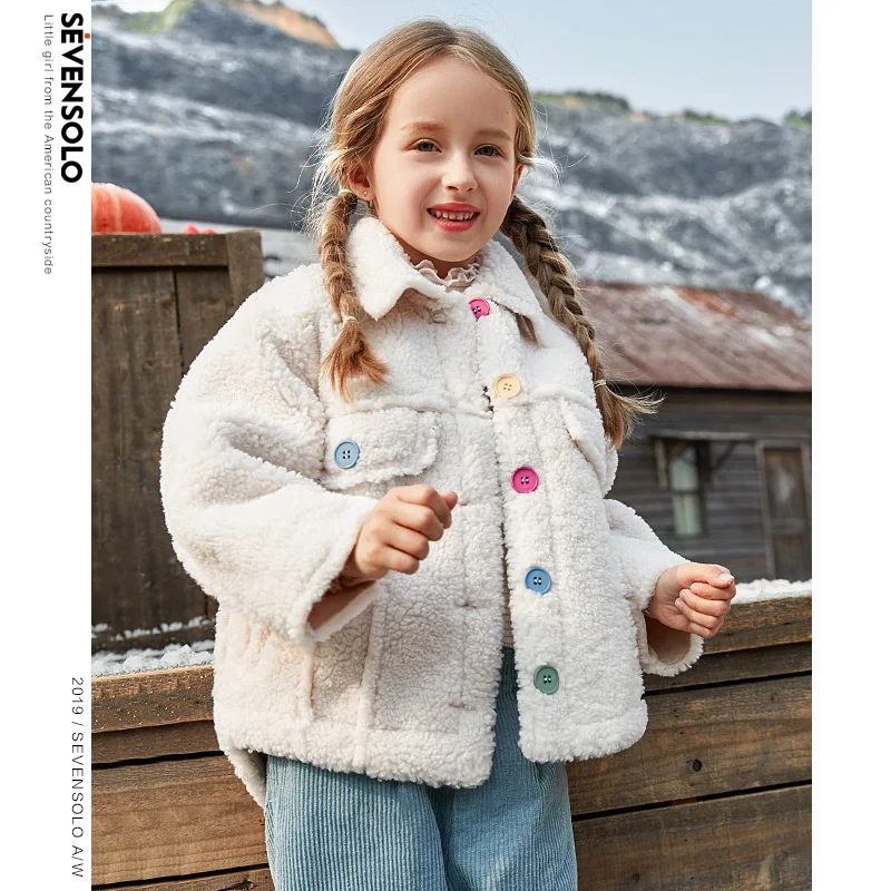 Детская зимняя куртка; пальто из овечьей шерсти для девочек; Новинка года; модная зимняя теплая шерстяная куртка из овечьей шерсти; куртка для девочек - Цвет: beige1
