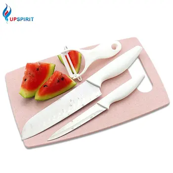

Upspirit 4Pcs Knives Peeler Cutting Board Set Fruit Vegetable Slicing Paring Cutter Chef Utility Kitchen Knife Meat Cleaver Sets
