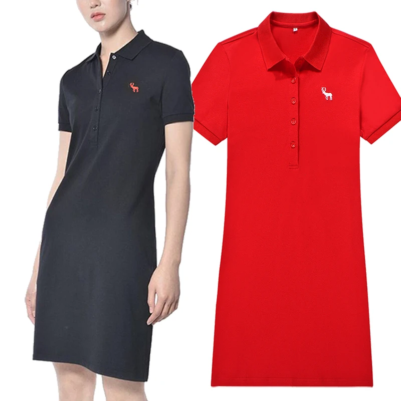 Polo Pour Femme Robe 100 Coton Polo Decontracte Classique Couleur Cerf 3d Logo Polo Robe 100 Coton Grande Taille Aliexpress