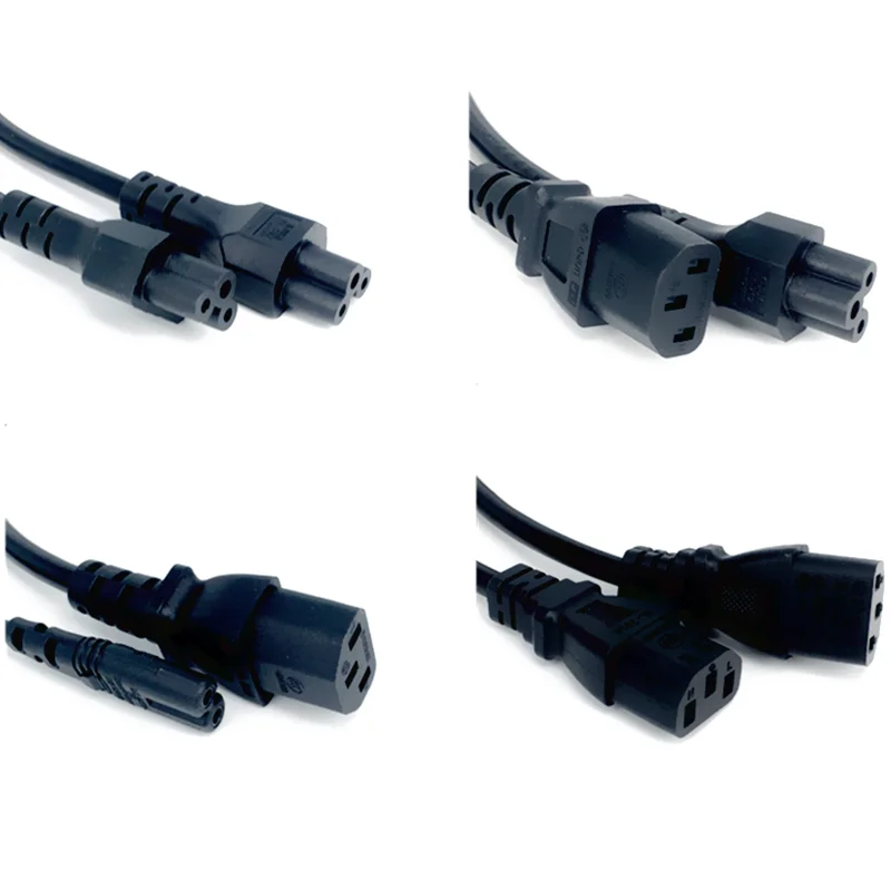 IEC320 C14 C8 auf 2X C7 C5 C13 Y Split AC Netzkabel, IEC Abbildung 8 Stecker auf 2 Buchsen 1 In 2 Out AC Stromkabel 30 cm Schwarz – Detail 2