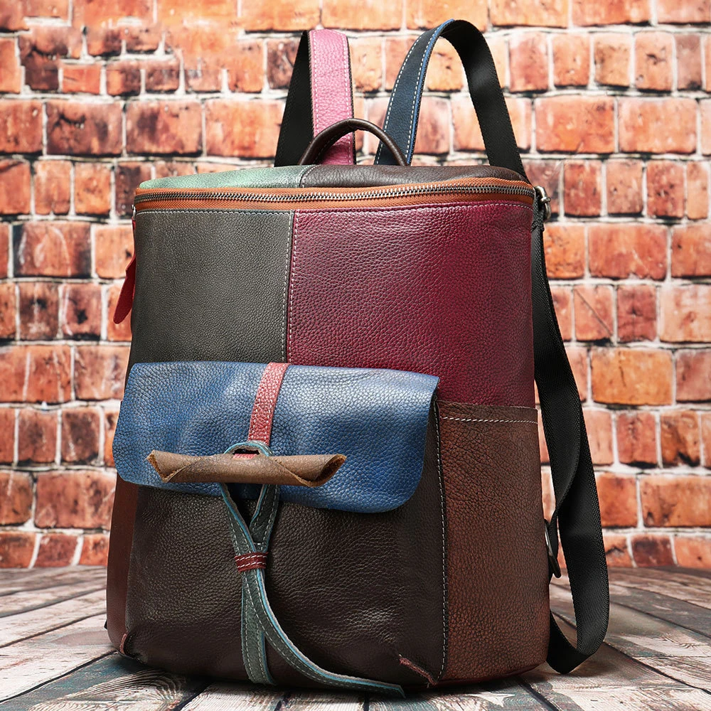 

Women's backpack large capacity and retro splicing Backpack
