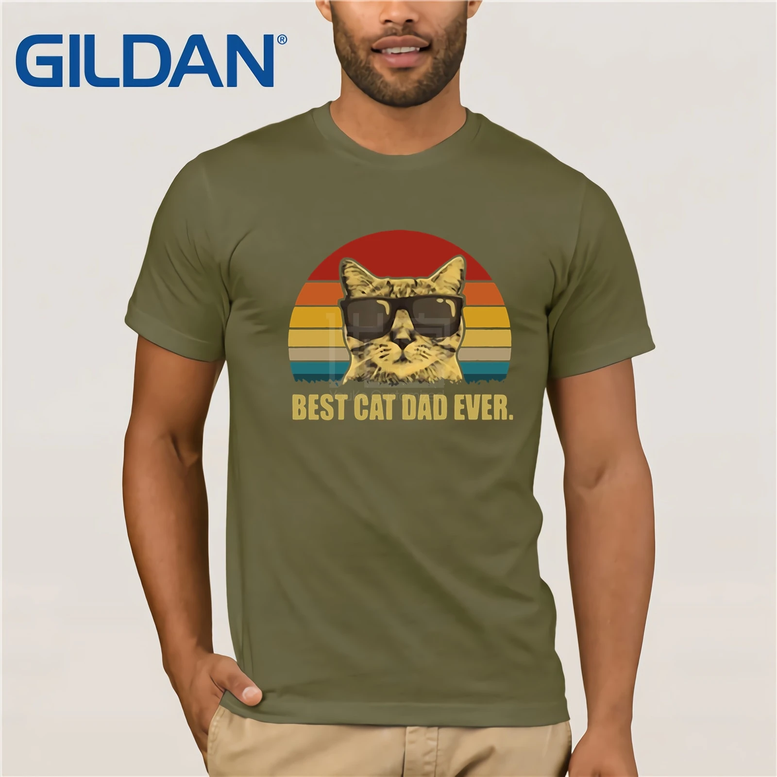 Мужская футболка с коротким рукавом Best Cat Dad Ever рубашка закат Лето 2019|Футболки| |