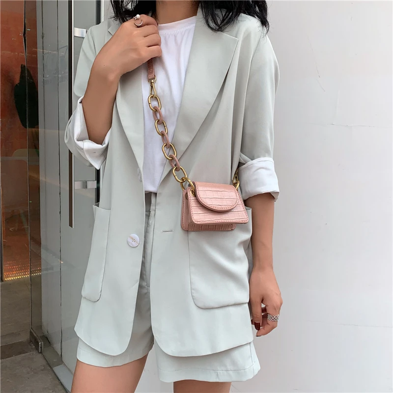 

Alligator Stone Pattern PU Leather Crossbody Bags For Women Chain Design Shoulder Messenger Bag Lady Mini Tote Lipstick Handbags