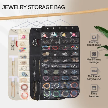 

Double Sided Hanging Jewelry Display Organizer Bag Necklace Bracelet Earring Ring Pouch Jewelry Display Bags Jewelry Holder