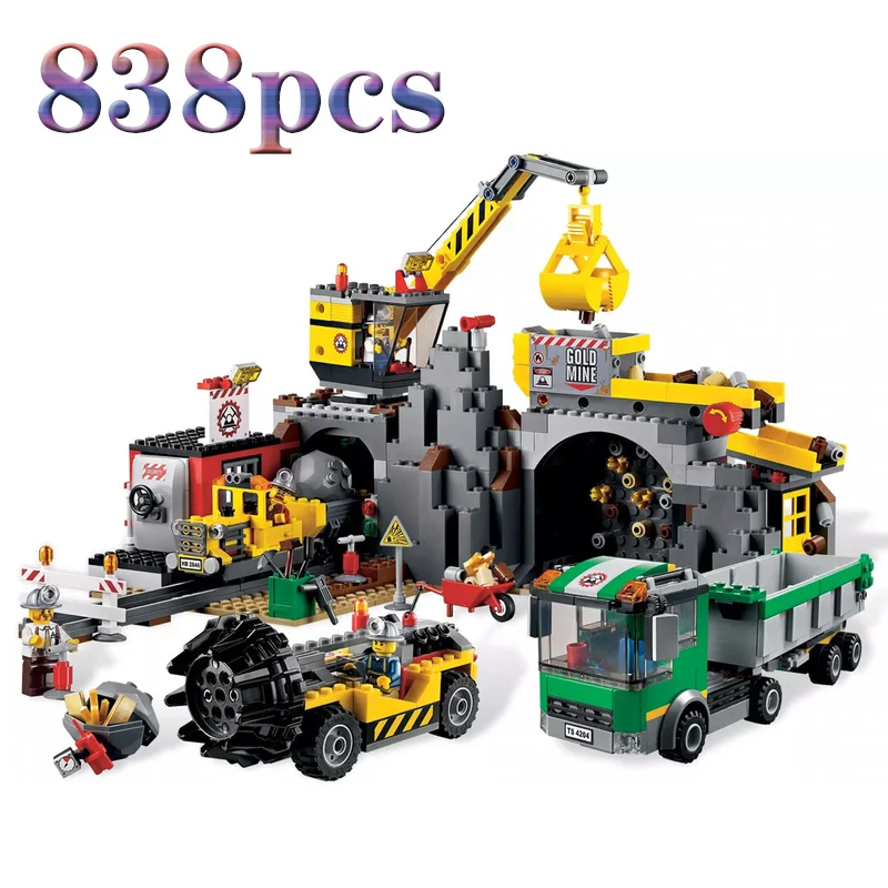 

838pcs Compatible Legoinglys City Mine Set with Miners Figures Truck 02071 Model Building Blocks Bricks Toys for Children Gifts